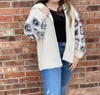 Pol Chenille Flower Sweater In Pale Almond In White