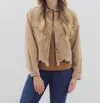 Pol Cropped Corduroy Jacket In Tan In Multi