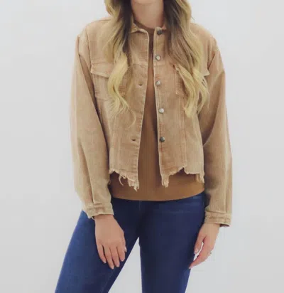 Pol Cropped Corduroy Jacket In Tan In Multi