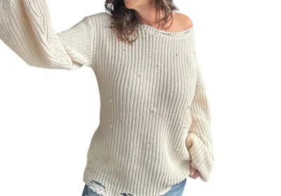 Pol Cross Love Pearl Sweater In White