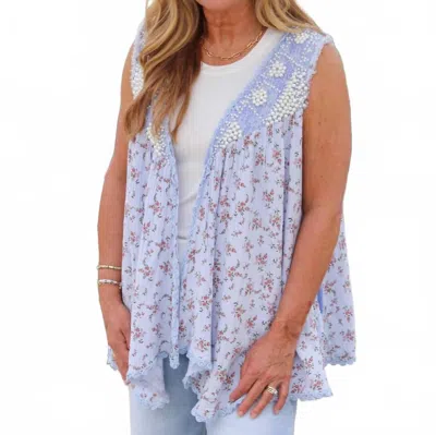 Pol Dancing In The Rain Vest In Blue Multi