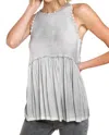 Pol Sweet And Simple Babydoll Knit Tank Top In Fog In Multi