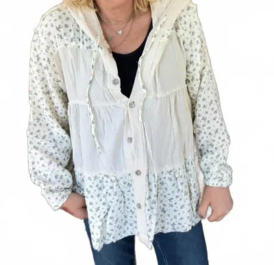 Pol Delicate Days Muslin Hooded Top In Natural In White