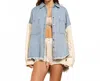 Pol Denim Dreams Jacket In Denim/ivory In Blue
