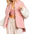 Pol Denim Dreams Jacket In Punch Pink/ivory In Pink
