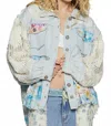 Pol Lucy Long Sleeve Button Front Jacket In Baby Blue In Blue