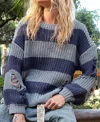 Pol Heart Patch Sweater In Grey In Multi