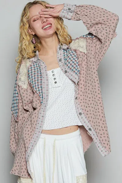 Pol Ditsy Sequin Button Up Top In Pink
