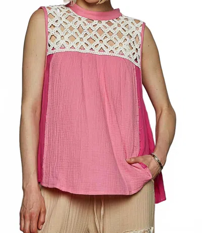 Pol Double Gauze Top In Bubblegum Pink