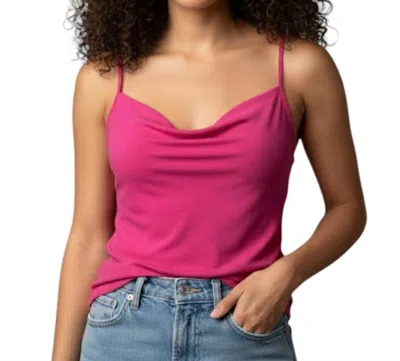 Pol Draped Neck Cami Top In Hot Pink