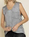Pol Never Before Lace-up Back Tank In Grey In Grey