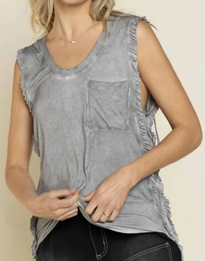 Pol Never Before Lace-up Back Tank In Grey In Gray