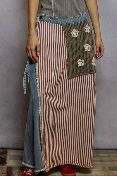 Pol Edgy Camo Wide Leg Pants In Stars & Stripes In Multi