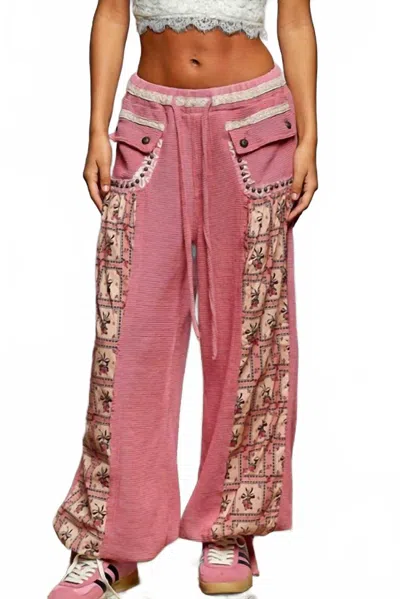 Pol Elastic Band Patch Stud Detail Jogger Pants In Punch Pink