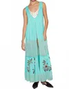 Pol Embroidered Lace Button Long Vest In Electric Blue