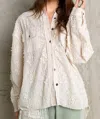 Shop Pol Embroidered Texture Jacket In Natural Cream In Multi