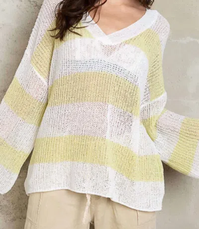 Pol Evelyn Open-knit Top In White/yellow In Multi