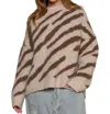 Pol Faux Mohair Zebra Pattern Sweater In Beige In Beige
