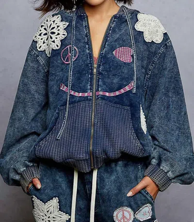 Pol First Snow Hoodie In Indigo In Multi