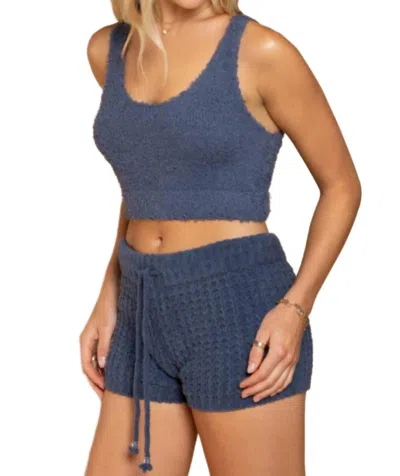 Pol Fleece Racerback Crop Top In Blue