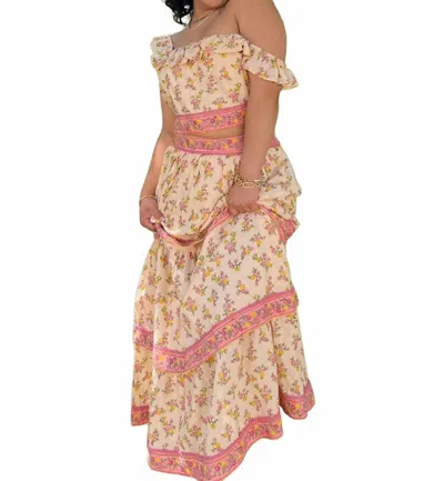 Pol Floral Maxi Skirt Set In Peach In Brown