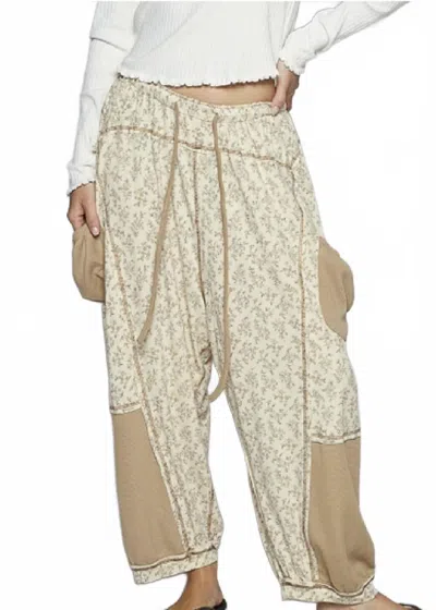 Pol Floral Pattern Knit Pants In Caramel In Multi