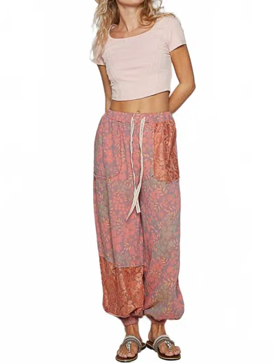Pol Floral Pattern Lace Patch Jogger Pants In Pink