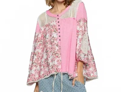 Pol Floral Print Top In Pink