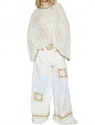 Pol Floral Trim Hooded Sweater In White