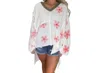 Pol Flower Hooded Oversized Sweater In Ivory/pink In Multi