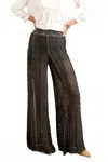Pol Flower Lace Palazzo Pants In Olive In Green