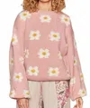 Pol Flower Oversized Sweater In Pink In Pink