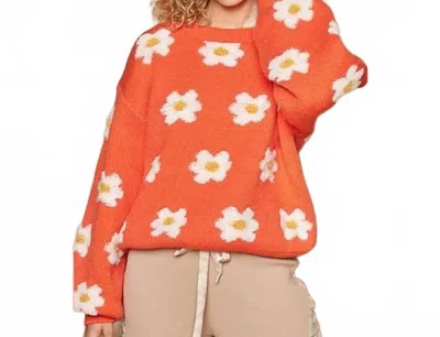 Pol Flower Sun Sweater In Orange