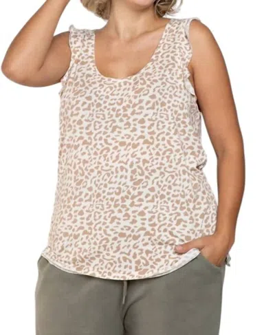 Pol Following A Dream Tank In Taupe Leopard In Animal Print
