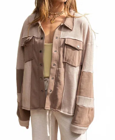 Pol French Terry Jacket In Espresso In Multi