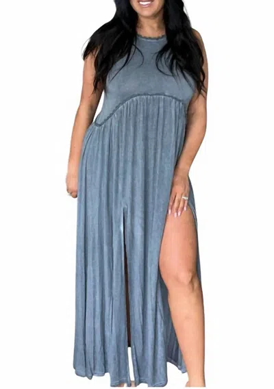 Pol Front Slit Knit Maxi Dress In Midnight Blue