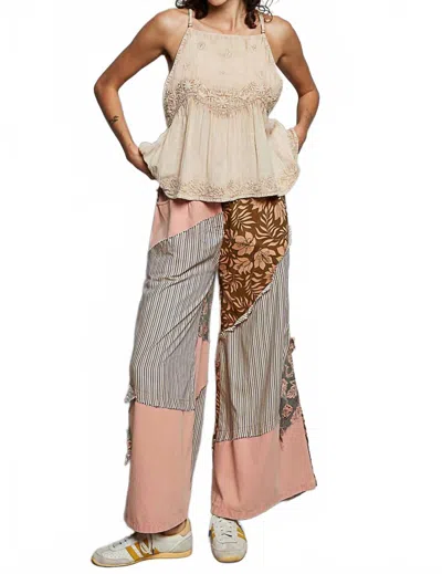 Pol Golden Hour Duo Embroidered Camis In Almond In Multi