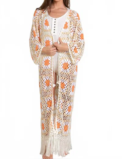 Pol Granny Don't Be Square Duster In White/orange In Gold