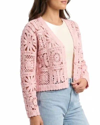 Pol Granny Square Cardigan In Pink