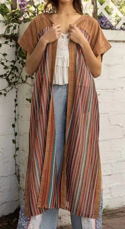 Pol Gypsy Kimono In Brown In Multi