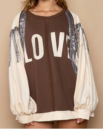 Pol Harper Pullover In Brown