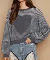 Pol Heart Patch Sweater In Grey In Grey
