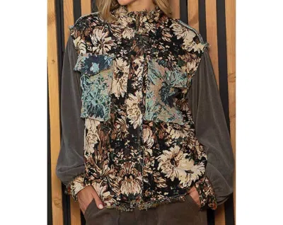 Pol High Neck Jacquard Shacket In Black
