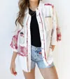 Pol Holly Denim Button Front Jacket In Off White In Multi