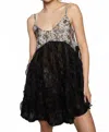 Pol Jane Ruffle Lace Dress In Black In Black