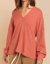 Pol Knit Top With Star Details In Salmon Pink In Brown