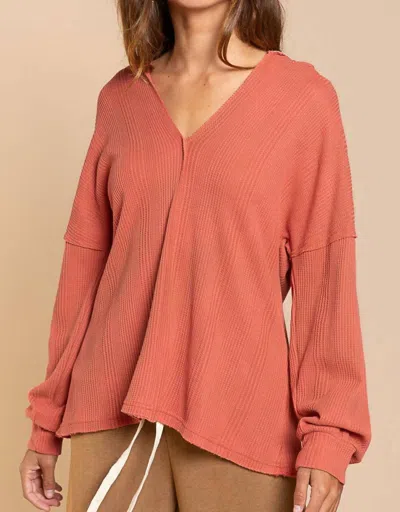 Pol Knit Top With Star Details In Salmon Pink In Brown