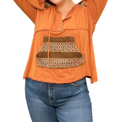 Pol Knitted Trim Hoodie In Brown