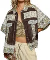 Pol Lace And Patch Work Jacket In Espresso In Multi