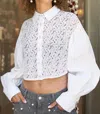 Pol Lace Button Down In White In White